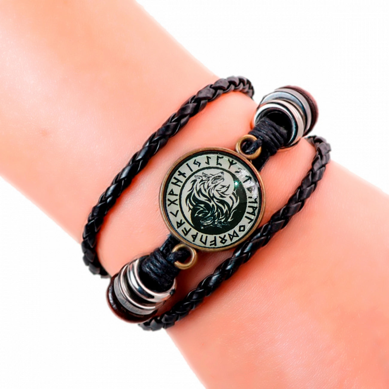 Pulsera Cristal Vikingo Lobo + Estuche