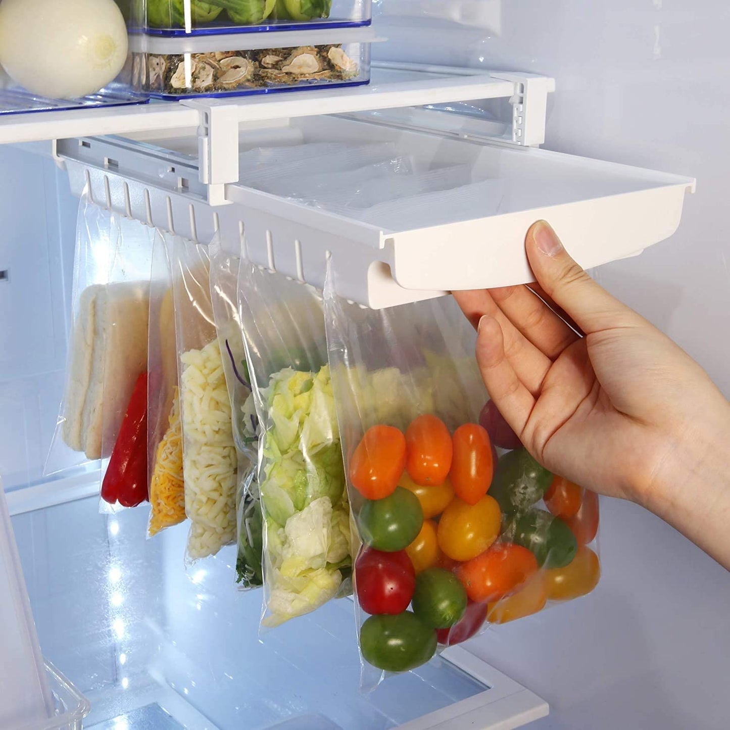 Estante Organizador De Bolsas Para Refrigerador Con10 Bolsas